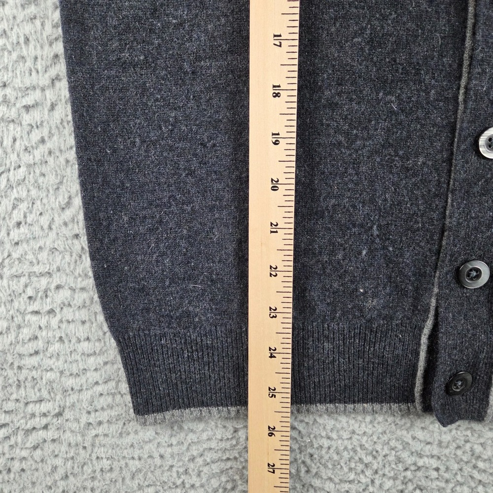 Hammacher Schlemmer Cashmere Cardigan Sweater Womens M Gray V-Neck Button Down - Picture 6 of 7
